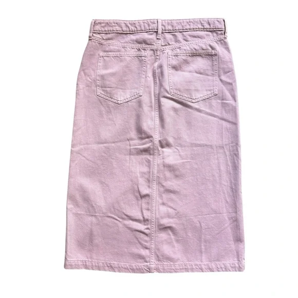 GAP Denim Lilac Pink Button Front Midi Skirt Sz 10 High Rise A-Line Cotton Y2K - Picture 6 of 7
